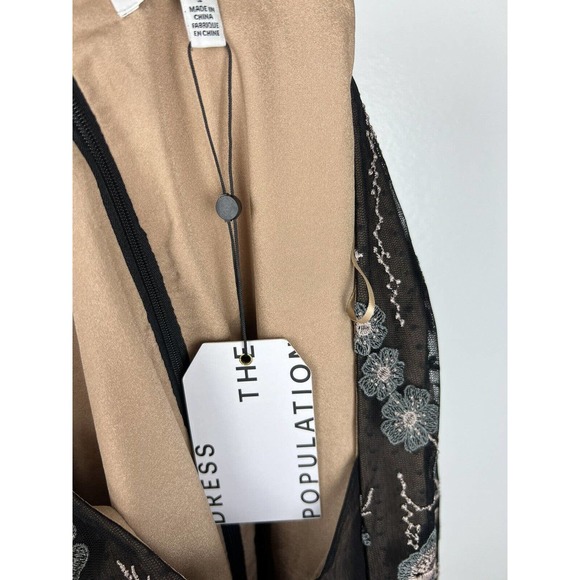 NEW Dress the Population Floral Embroidered Dress S Mesh Sabrina Black Cocktail - Picture 9 of 12